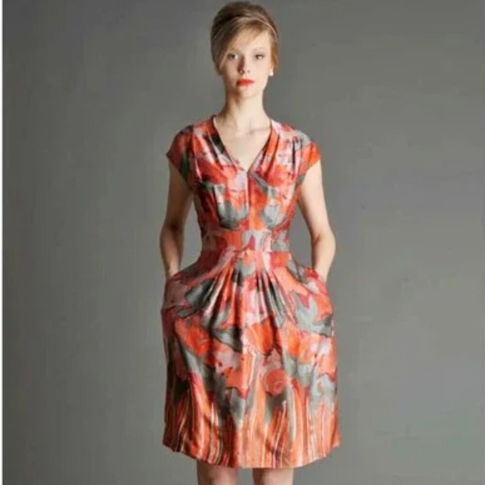 Banana Republic Mad Men Collection Fit & Flare A-Line Silk Dress 4